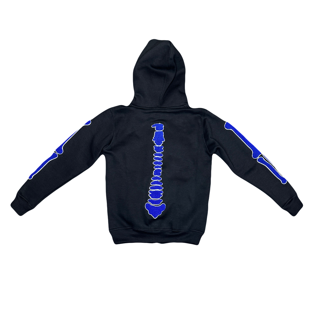 “1OK” Skeleton Full-Zip Hoodie (Black/Blue)