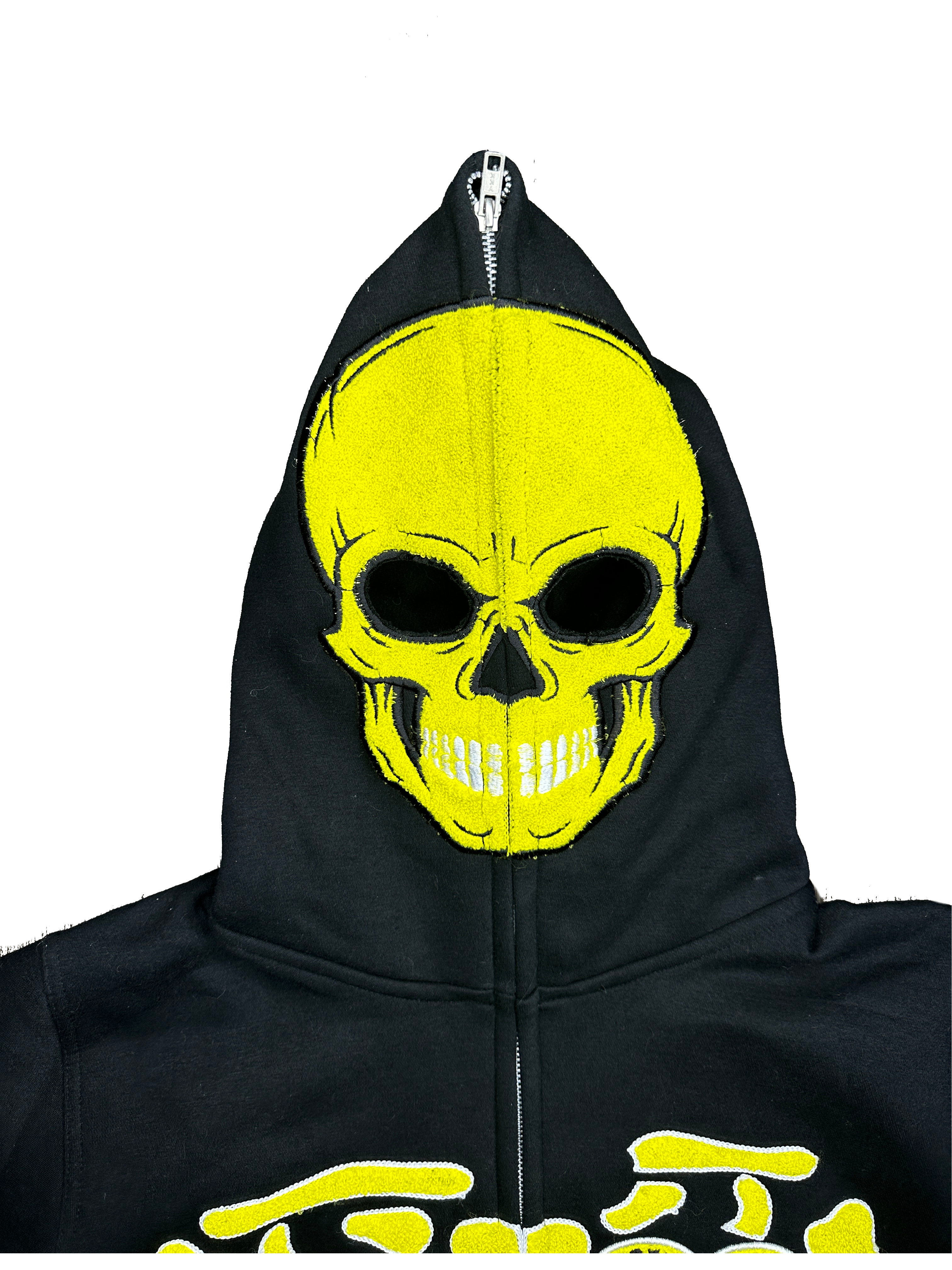 “1OK” Skeleton Full-Zip Hoodie (Black/Yellow)