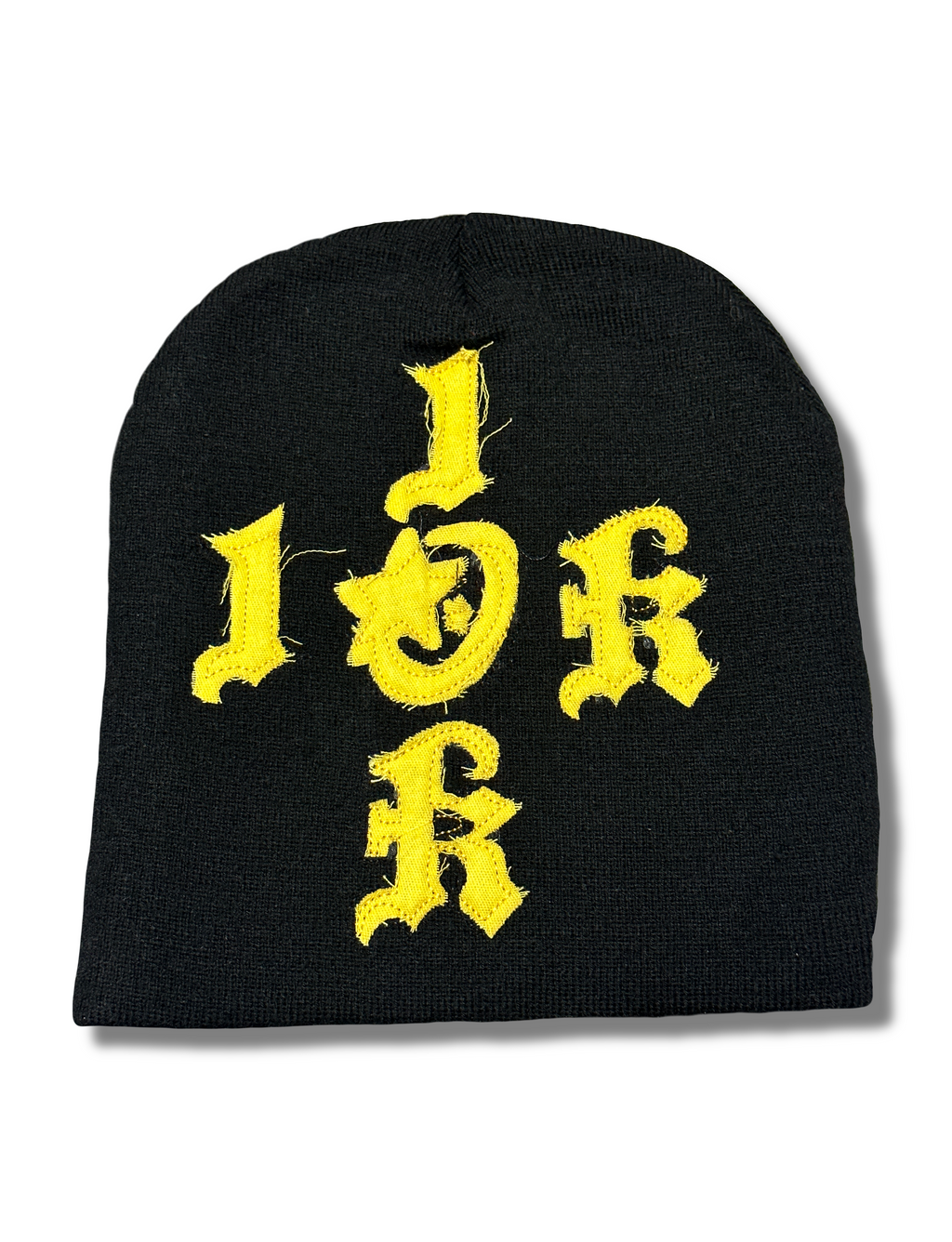 "1OK" Distressed Beanie (Black/Yellow)
