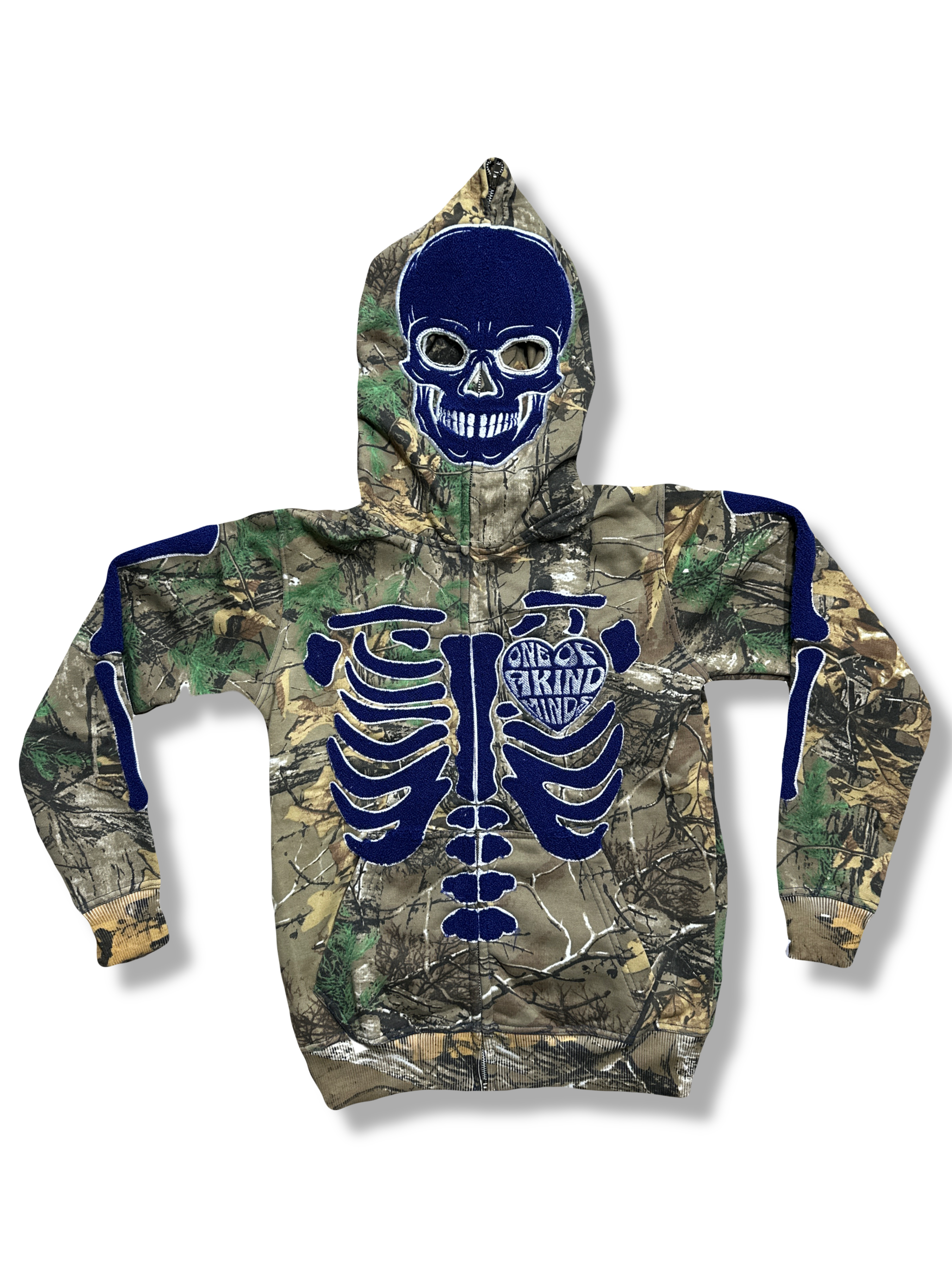 “1OK” Skeleton Full-Zip Hoodie (Camo/Blue)