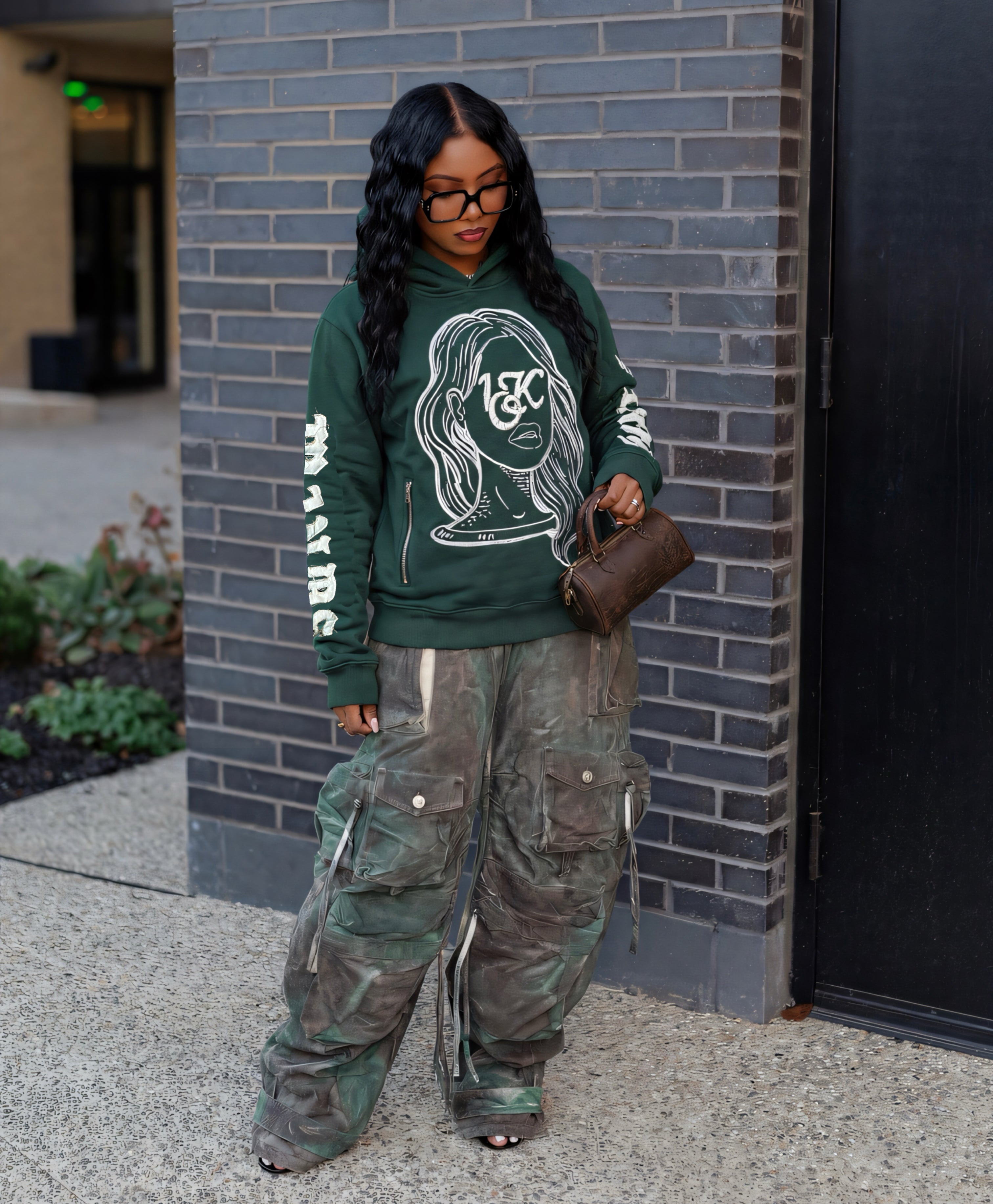 “1OK” Iconic Muse Hoodie (Forest Green/White)