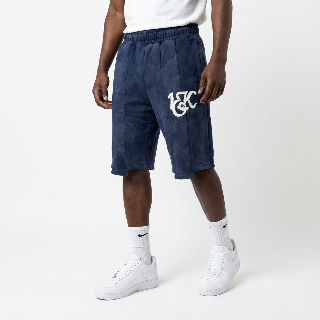 1OK Uniform Shorts — Navy Acid Wash