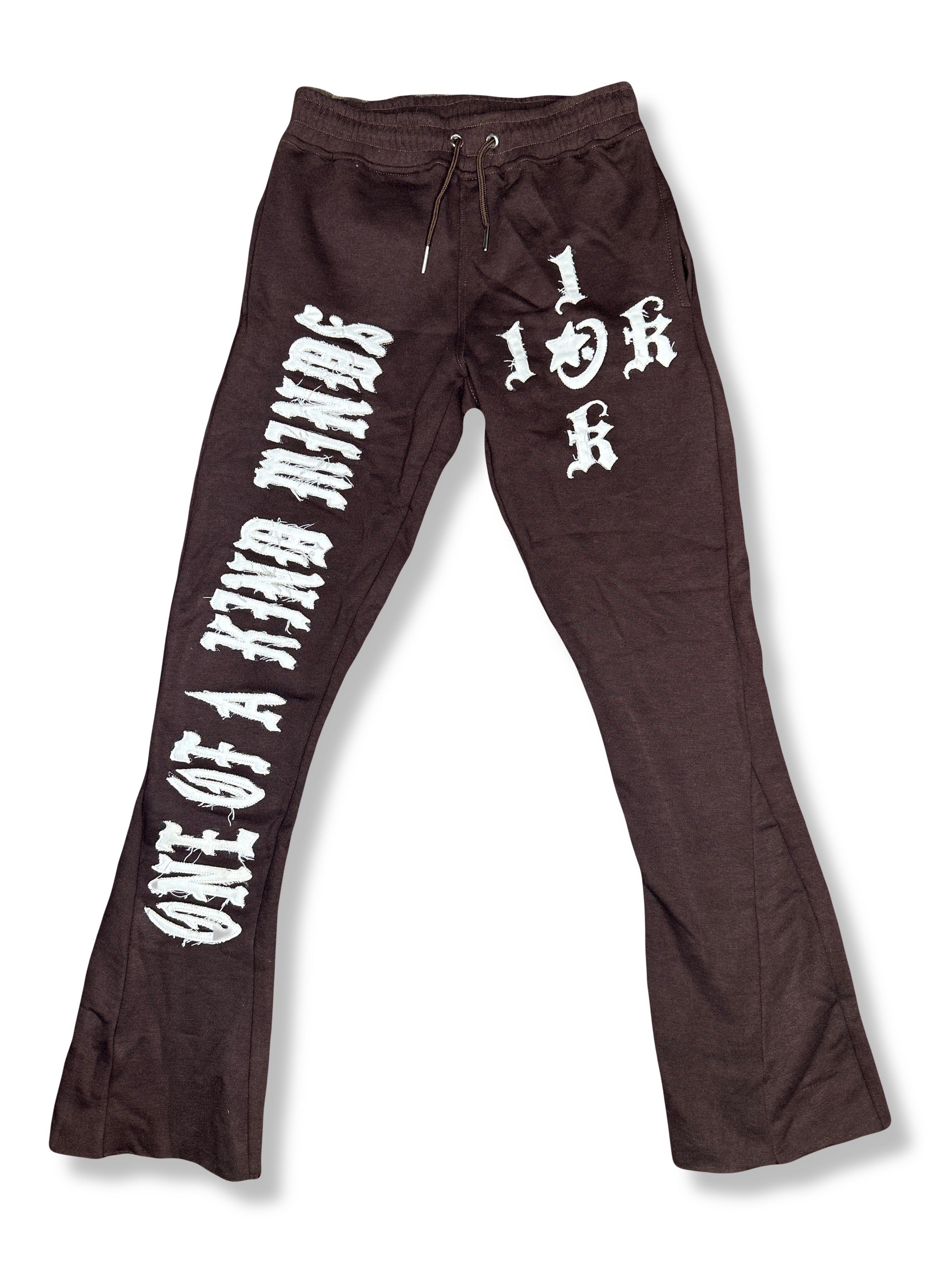 "1OK" Flare Joggers (Brown/ White)