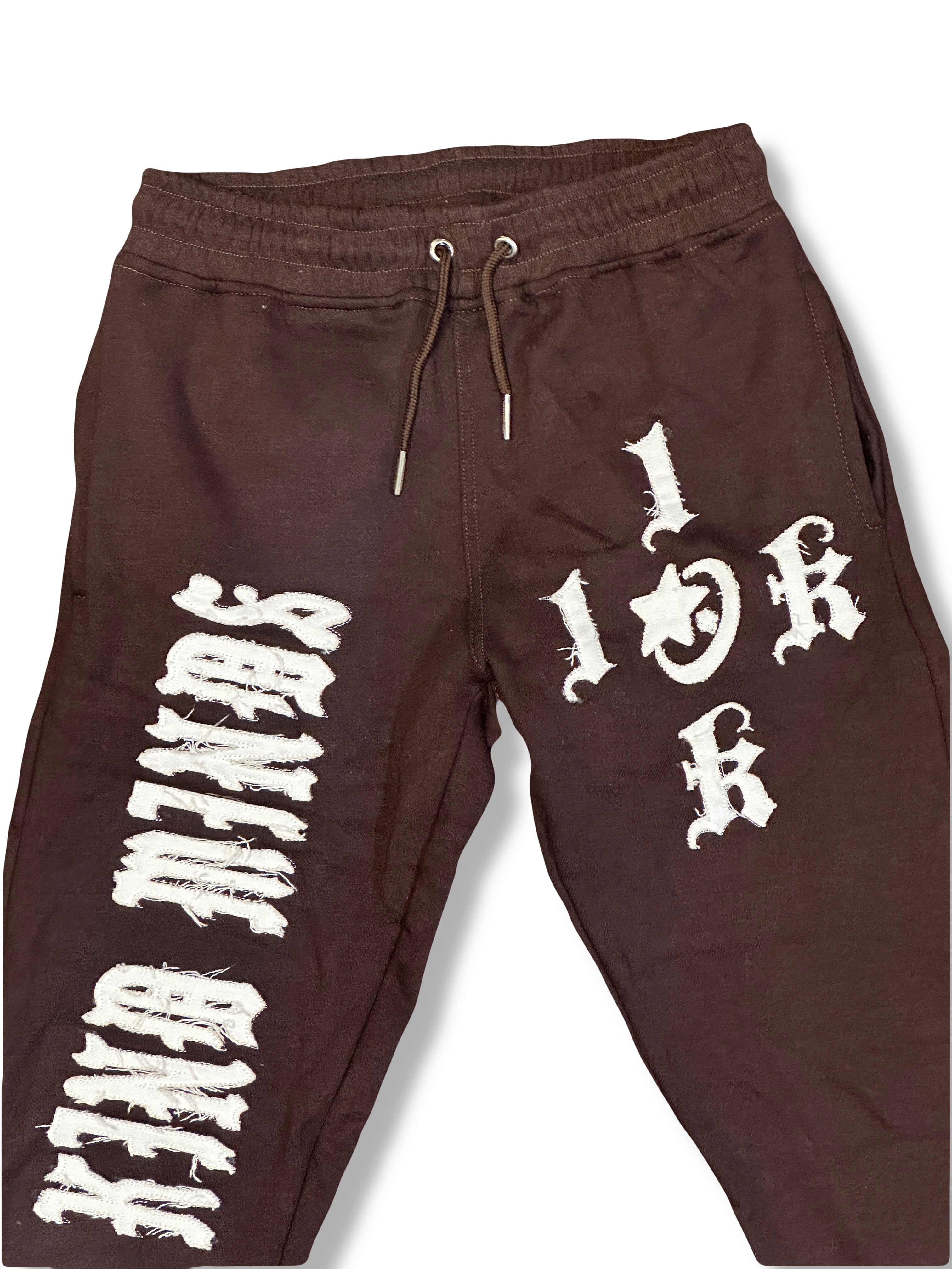 "1OK" Flare Joggers (Brown/ White)