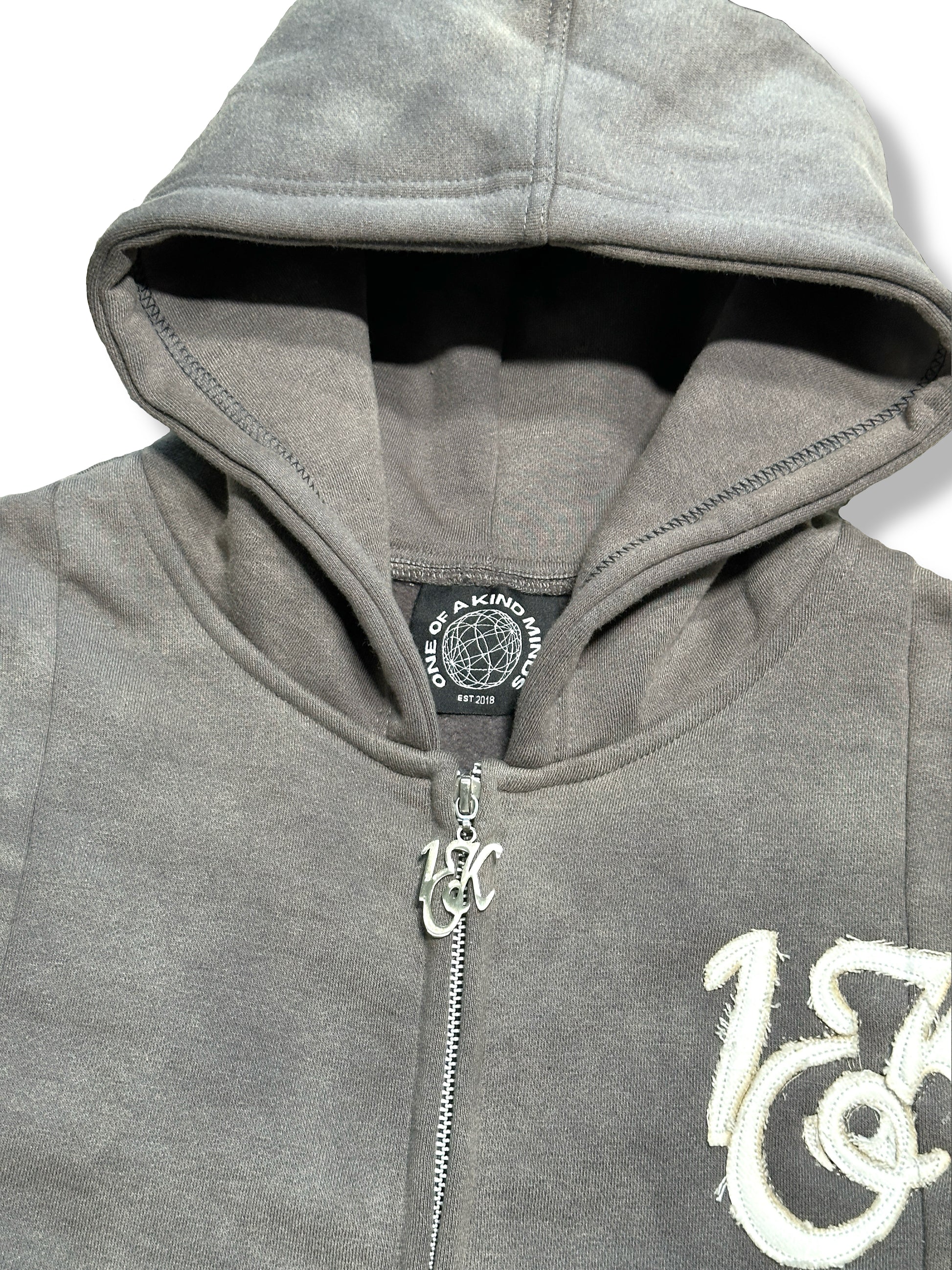 1OK Uniform Hoodie — Grey Acid Wash