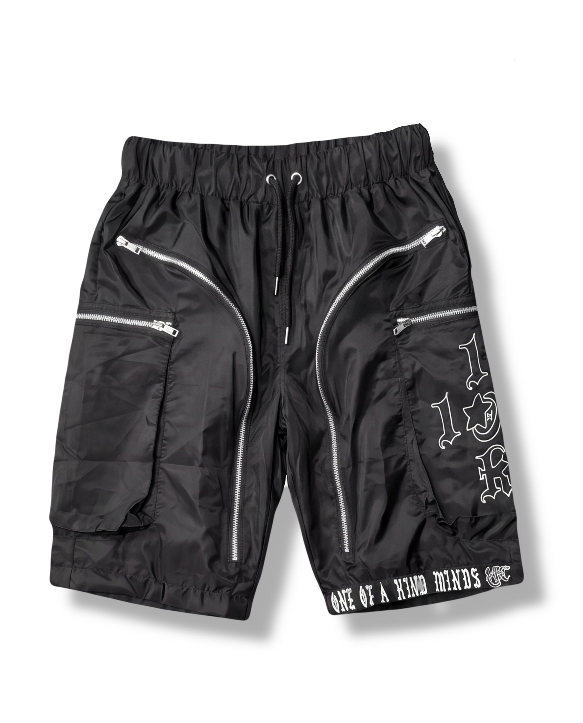 “1OK” Nylon Zipper Shorts (Black/White)