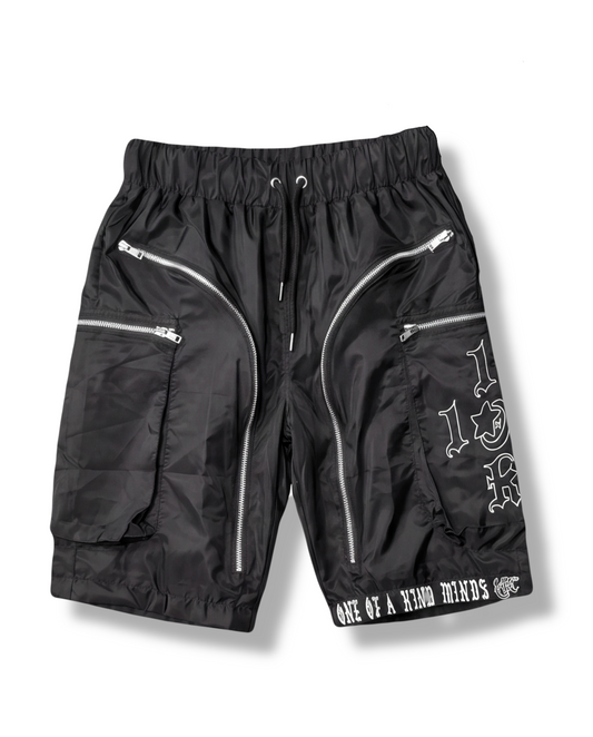 “1OK” Nylon Zipper Shorts (Black/White)