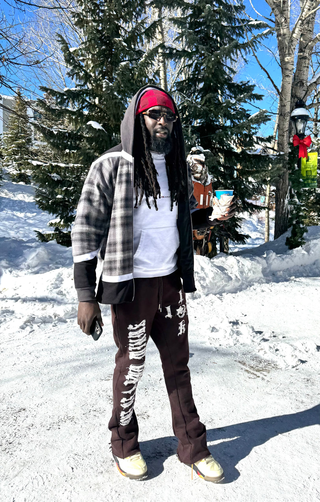 "1OK" Flare Joggers (Brown/ White)