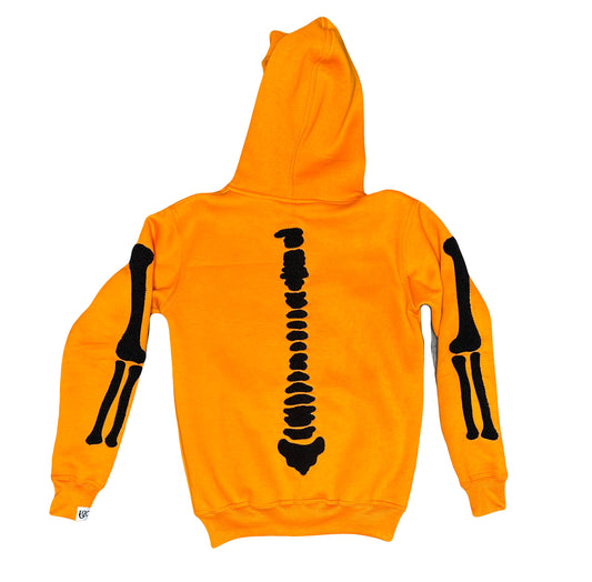 “1OK” Skeleton Full-Zip Hoodie (Orange/Black)