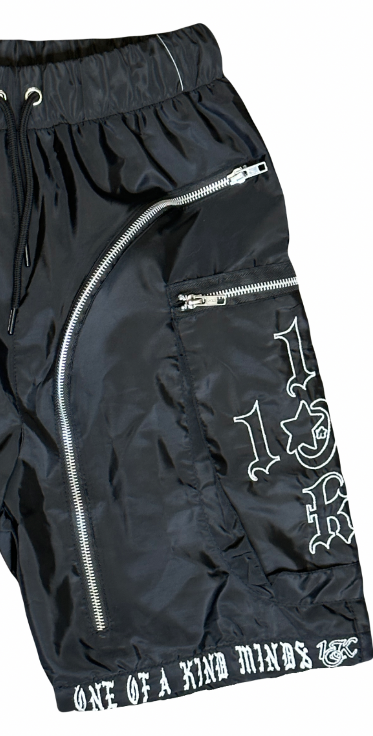 “1OK” Nylon Zipper Shorts (Black/White)