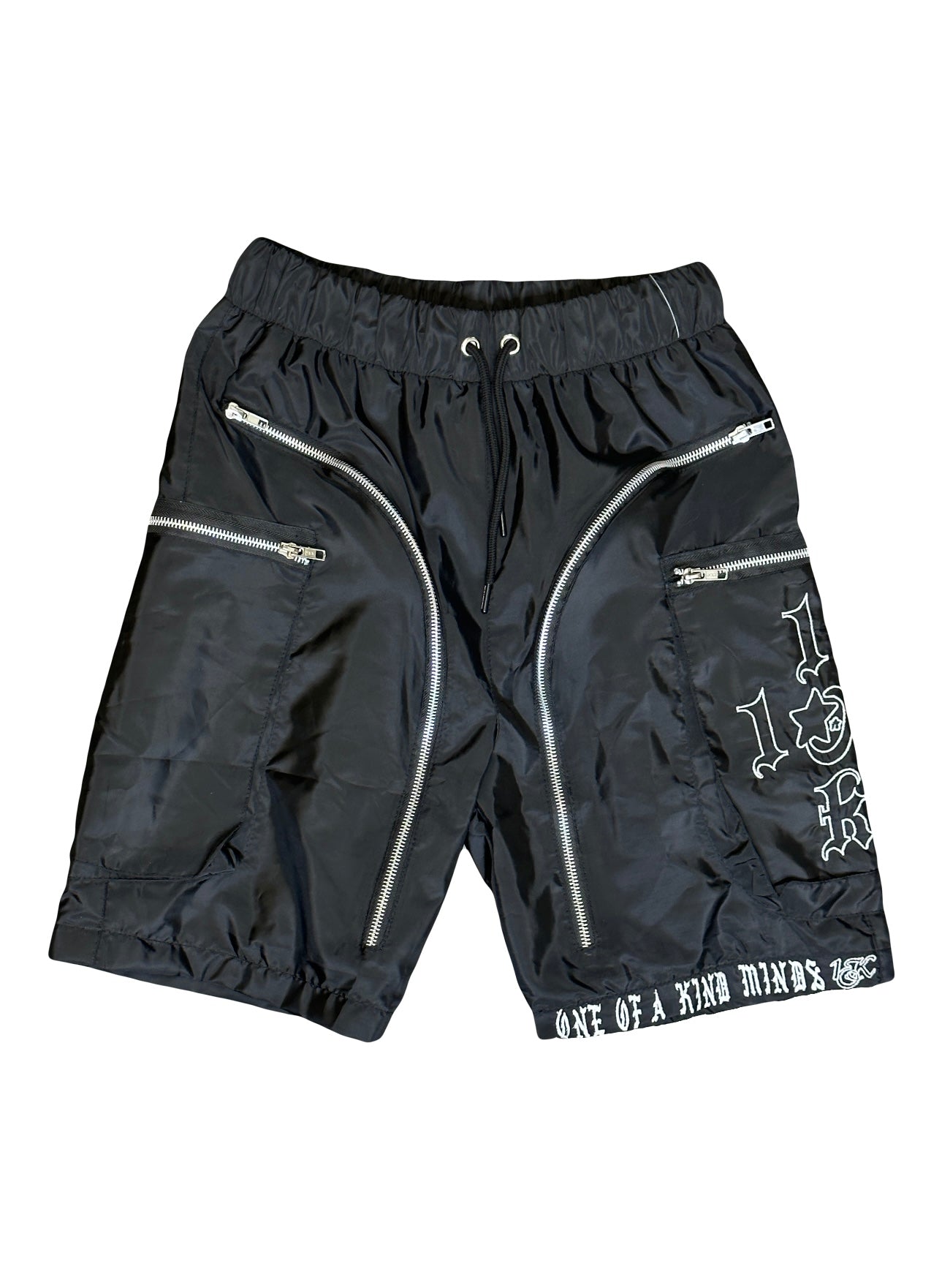 “1OK” Nylon Zipper Shorts (Black/White)