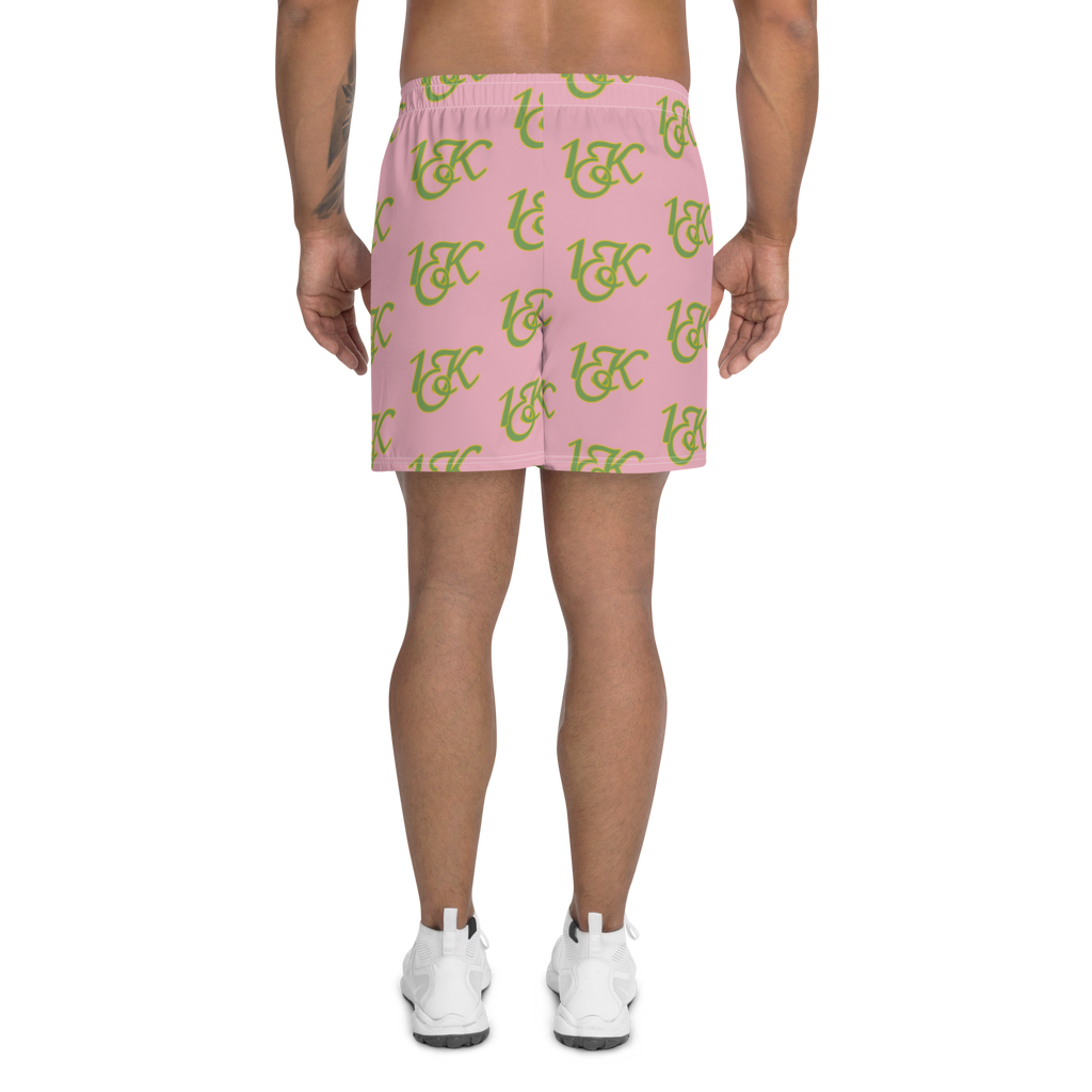 "1OK" Print Athletic Long Shorts (Pink/Green/Yellow)
