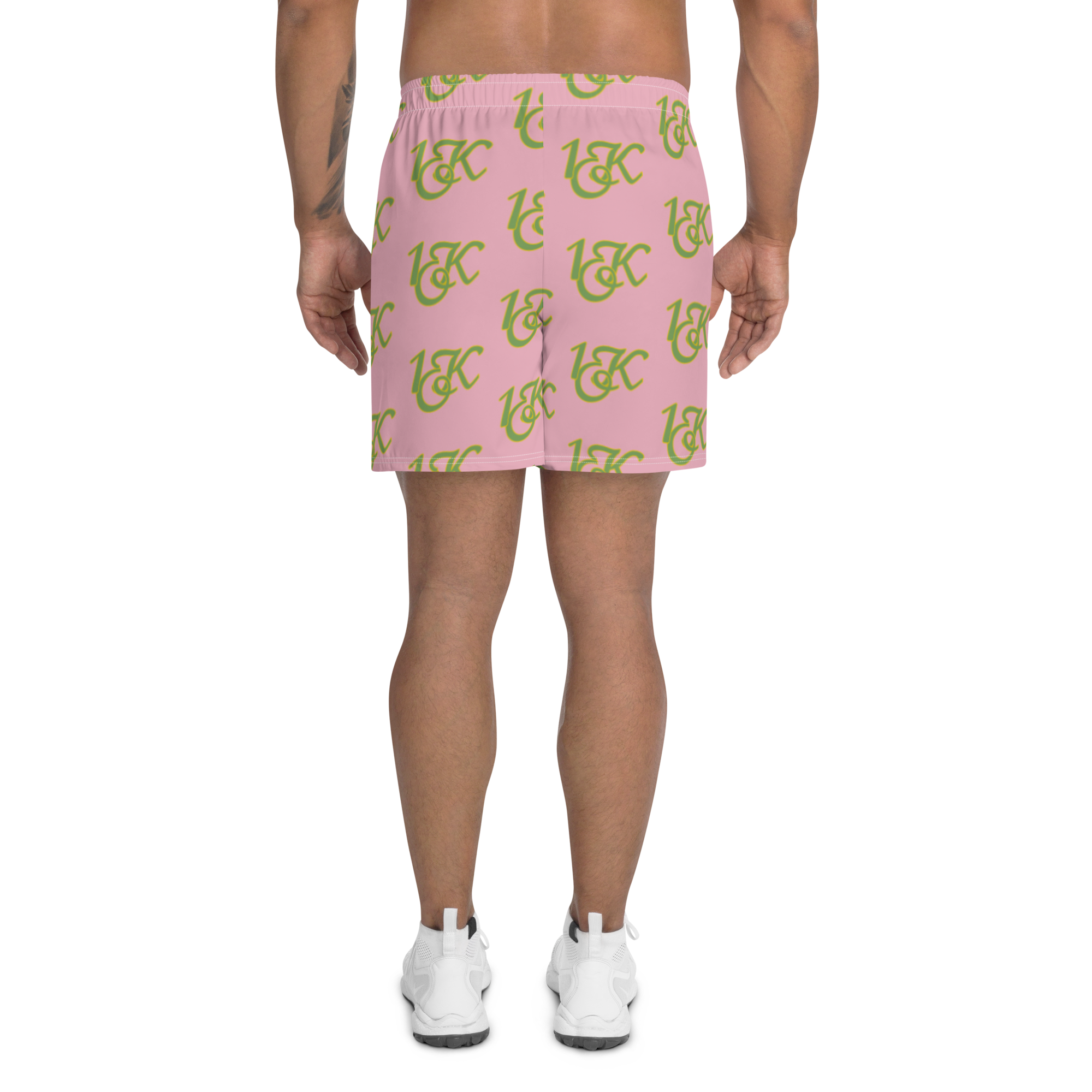 "1OK" Print Athletic Long Shorts (Pink/Green/Yellow)