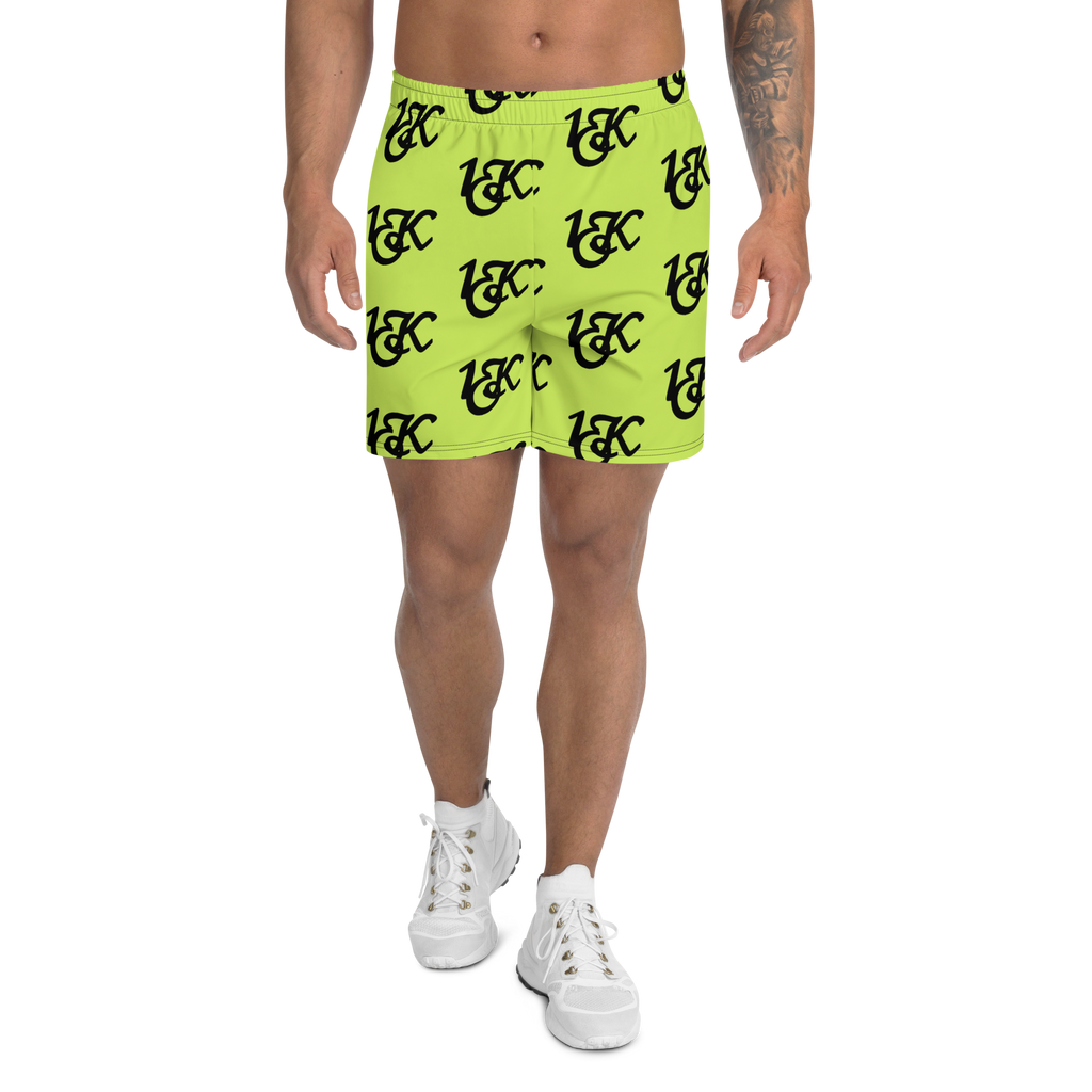 "1OK" Print Athletic Long Shorts (Slime Green/Black)
