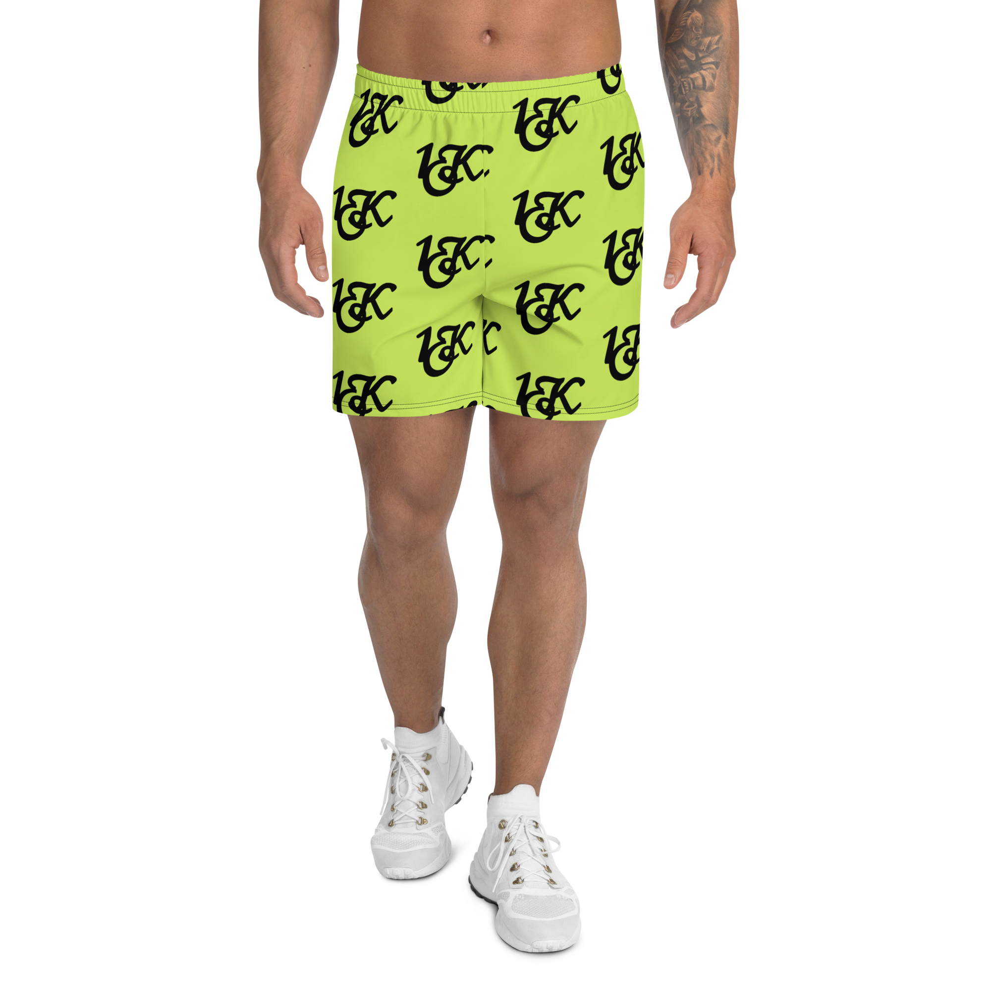 "1OK" Print Athletic Long Shorts (Slime Green/Black)