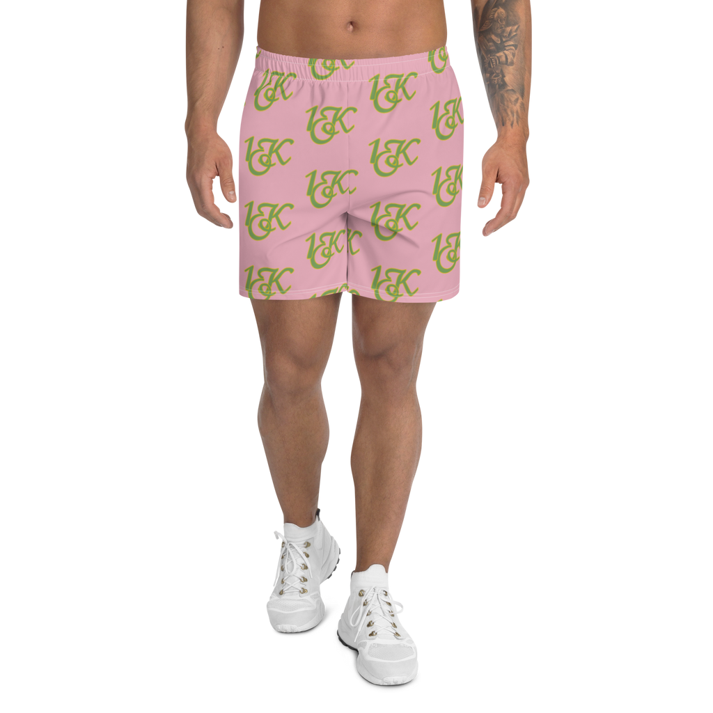 "1OK" Print Athletic Long Shorts (Pink/Green/Yellow)