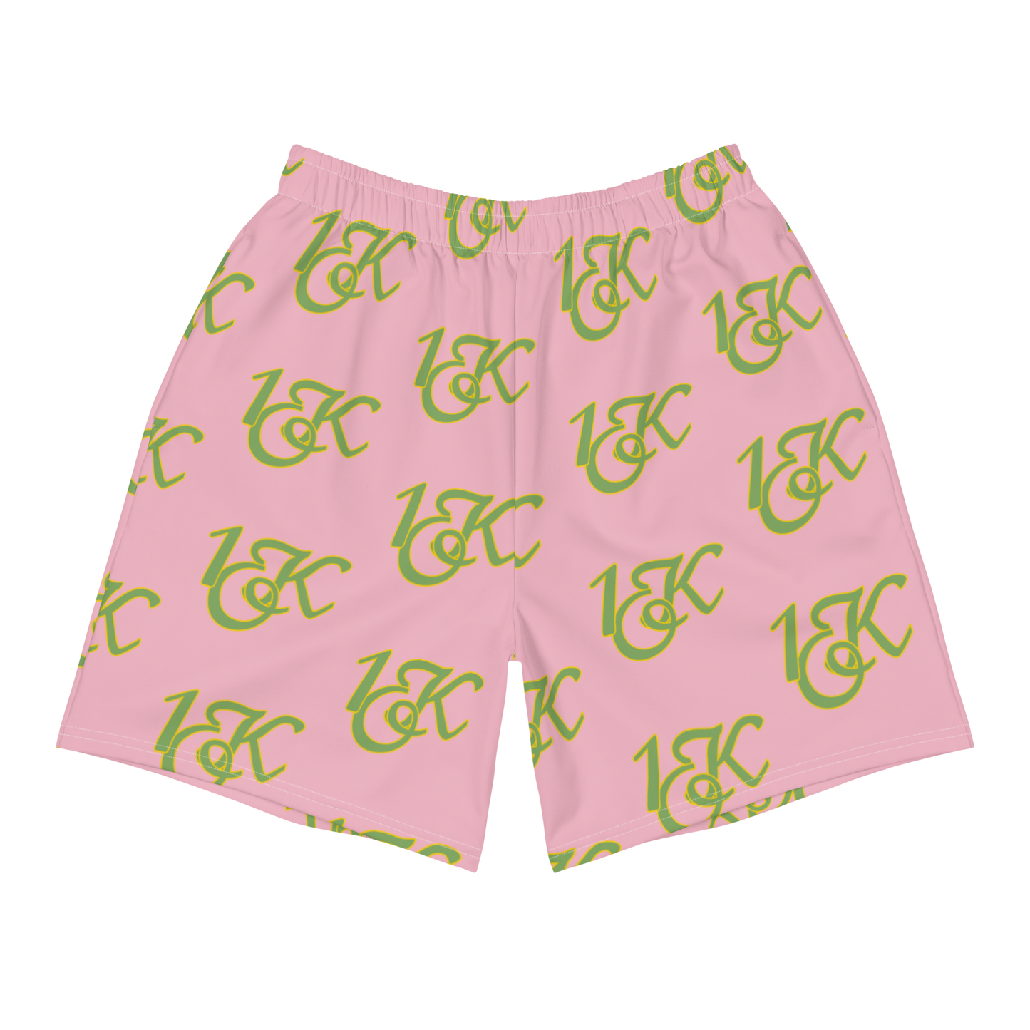 "1OK" Print Athletic Long Shorts (Pink/Green/Yellow)