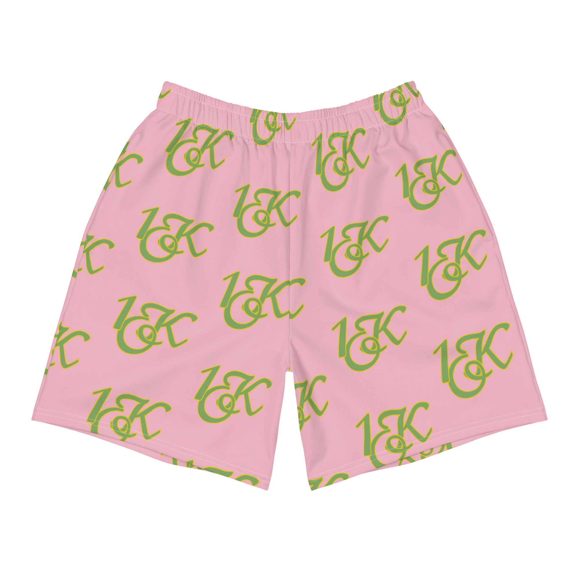 "1OK" Print Athletic Long Shorts (Pink/Green/Yellow)