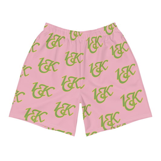 "1OK" Print Athletic Long Shorts (Pink/Green/Yellow)