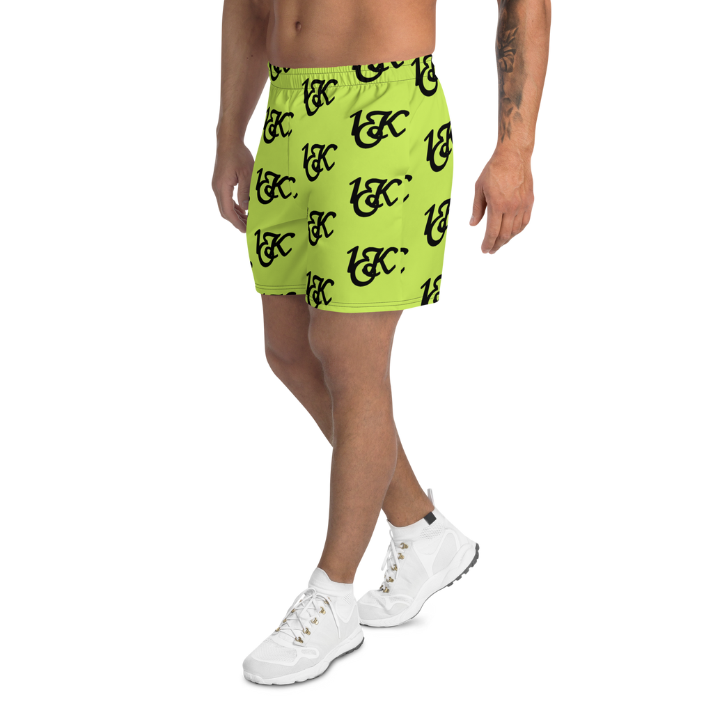 "1OK" Print Athletic Long Shorts (Slime Green/Black)