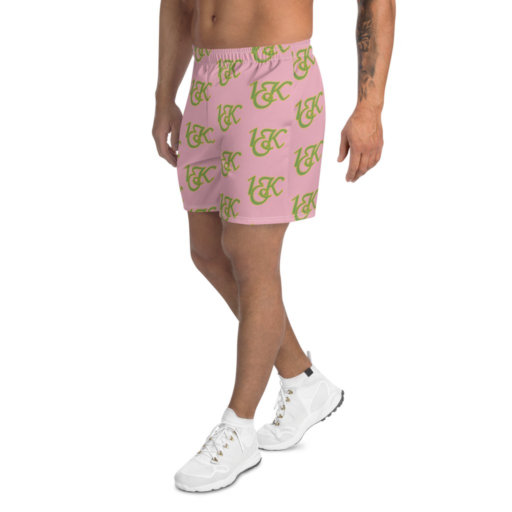 "1OK" Print Athletic Long Shorts (Pink/Green/Yellow)