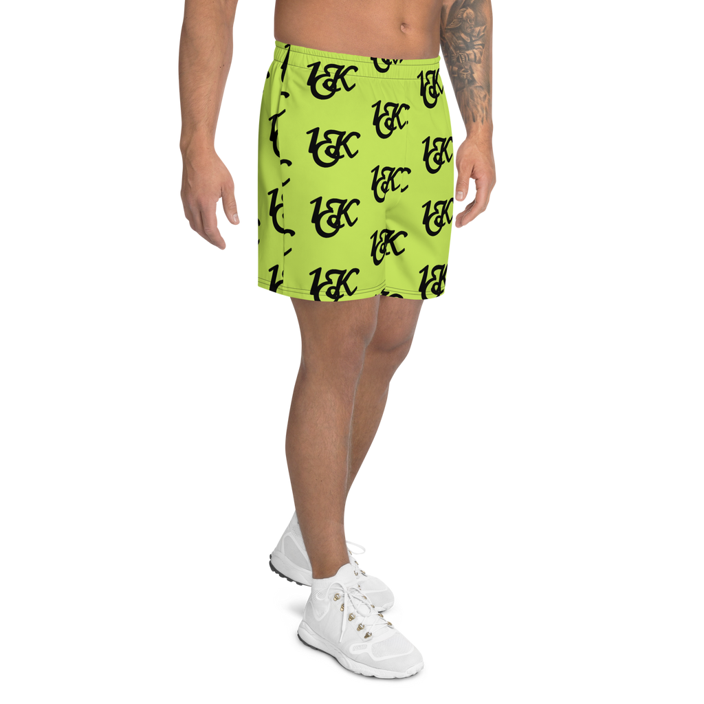 "1OK" Print Athletic Long Shorts (Slime Green/Black)