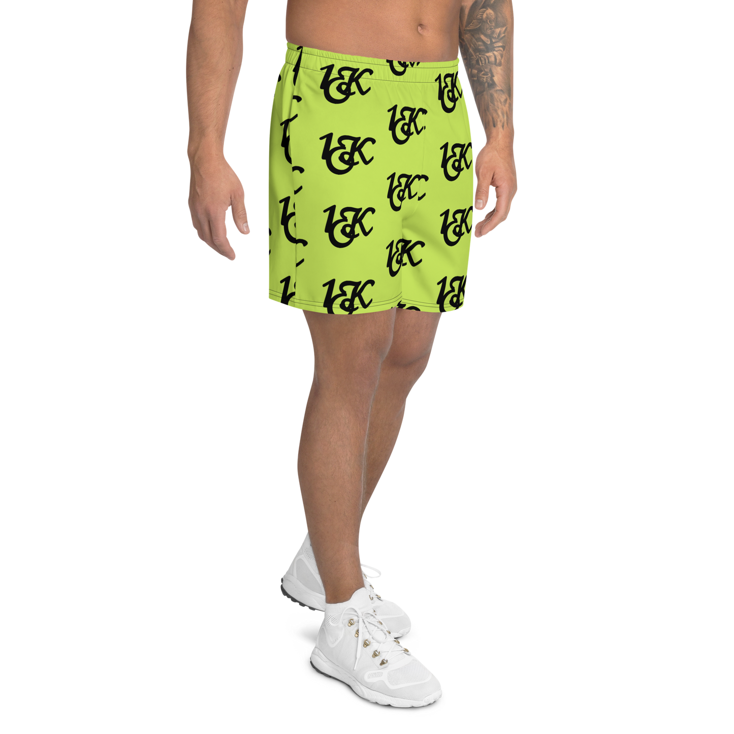 "1OK" Print Athletic Long Shorts (Slime Green/Black)