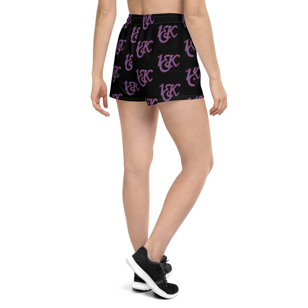 "1OK" Women's Athletic Short Shorts (Black/Purple/Red)