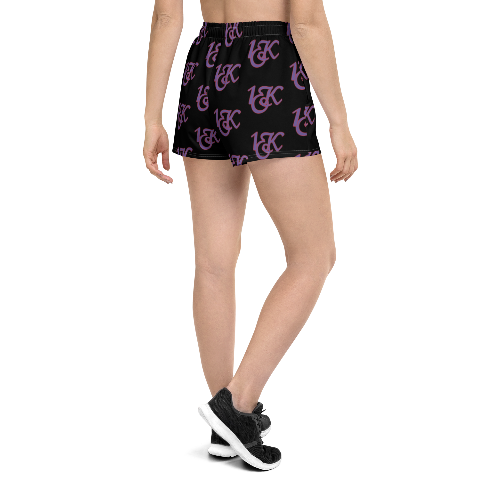 "1OK" Women's Athletic Short Shorts (Black/Purple/Red)