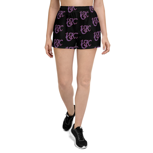 "1OK" Women's Athletic Short Shorts (Black/Purple/Red)