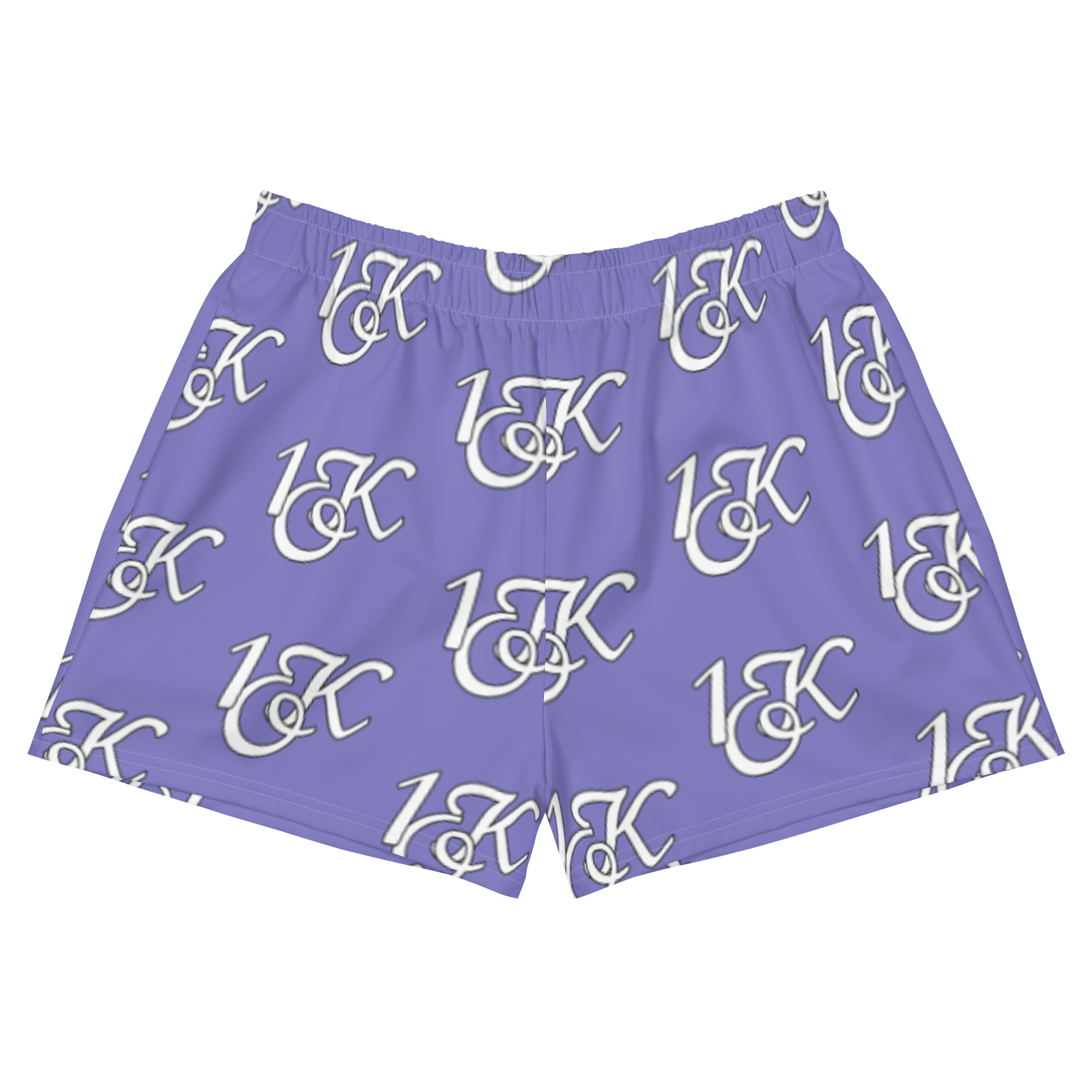 "1OK" Women's Athletic Short Shorts (Light Purple/White)