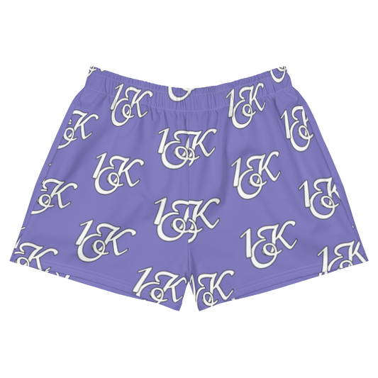 "1OK" Women's Athletic Short Shorts (Light Purple/White)