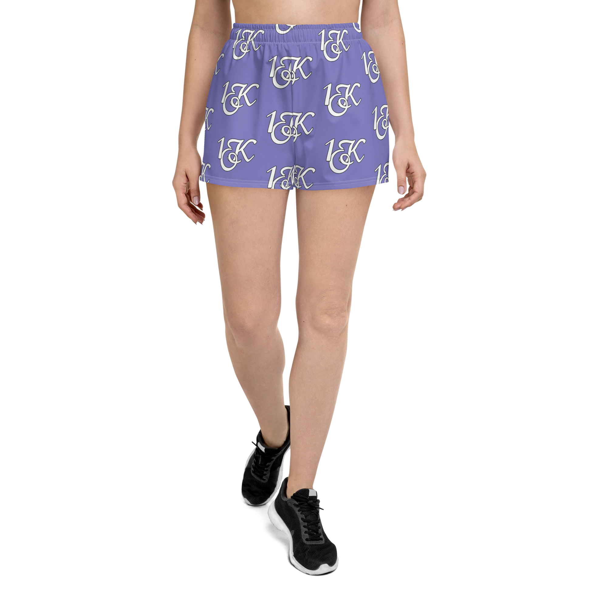 "1OK" Women's Athletic Short Shorts (Light Purple/White)
