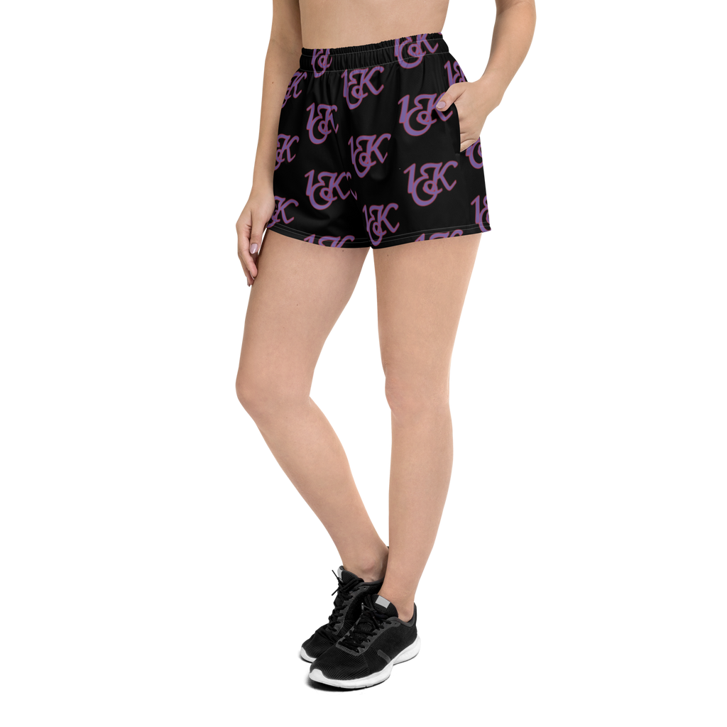 "1OK" Women's Athletic Short Shorts (Black/Purple/Red)