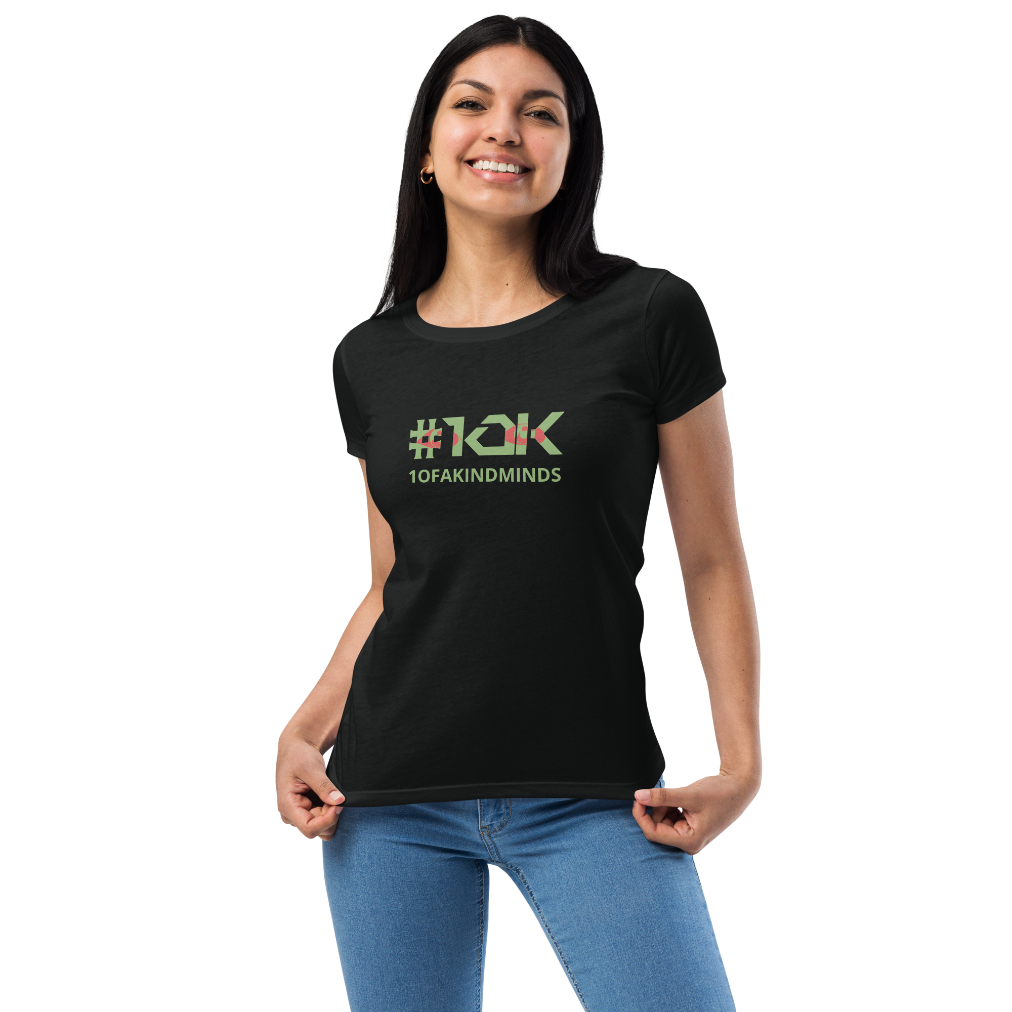 "1OK" Vision Women’s Fitted T-Shirt (Black/Green/Red)