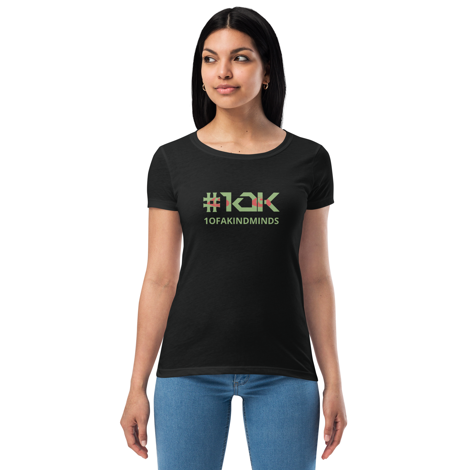 "1OK" Vision Women’s Fitted T-Shirt (Black/Green/Red)